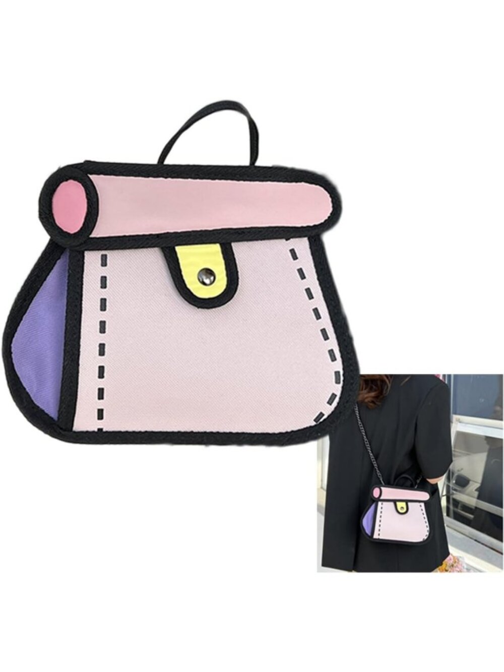 Cute 2D Cartoon Crossbody Bag | Creative Canvas Handbag for Women & Men